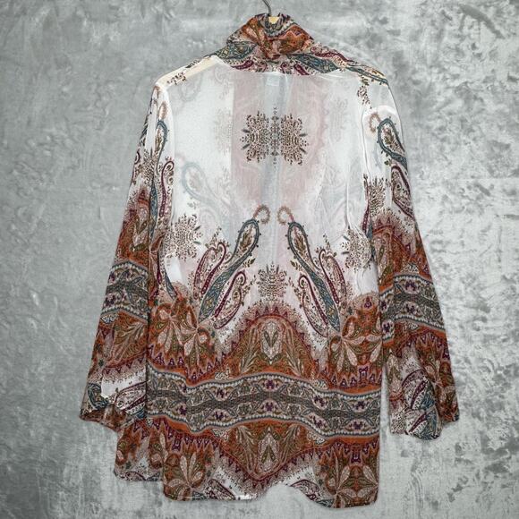 Soft Surroundings Kimono Cardigan Womens Large Sheer Paisley Boho Lightweight - Picture 2 of 11